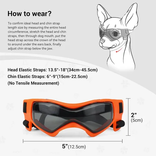 Miniatura 5 de NAMSAN Lentes de sol para perros de raza media, con protección UV para perros pequeños a medianos, resistentes al viento, antivaho, a prueba