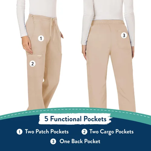 Miniatura 5 de Cherokee - Pantalones quirúrgicos elásticos Workwear Revolution WW120 para mujer, suaves y con cordón ajustable