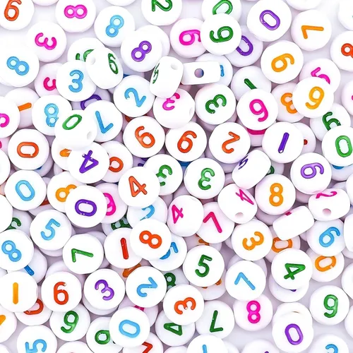 Miniatura 15 de 1600 piezas de cuentas de letras redondas negras y coloridas A-Z, cuentas de alfabeto acrílico de 4x7mm para hacer joyas con dijes