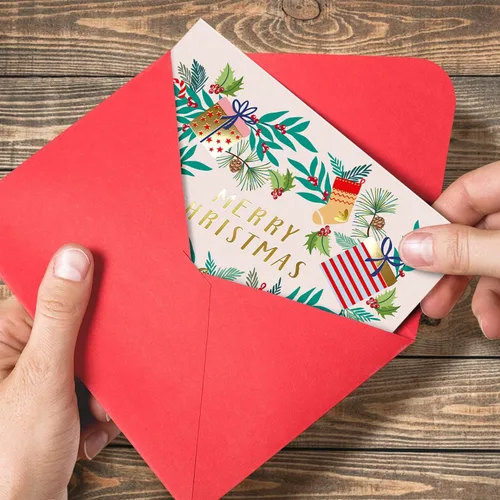 Miniatura 3 de Sweetzer & Orange - Juego de tarjetas de Navidad - 24 tarjetas de fiesta con lámina de oro y sobres rojos – 6 diseños surtidos en caja para fácil