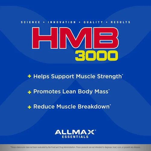 Miniatura 3 de ALLMAX HMB 3000 (120 cápsulas vegetales) – Apoya la fuerza muscular y reduce la descomposición muscular – Sin OMG, sin gluten – 30 porciones