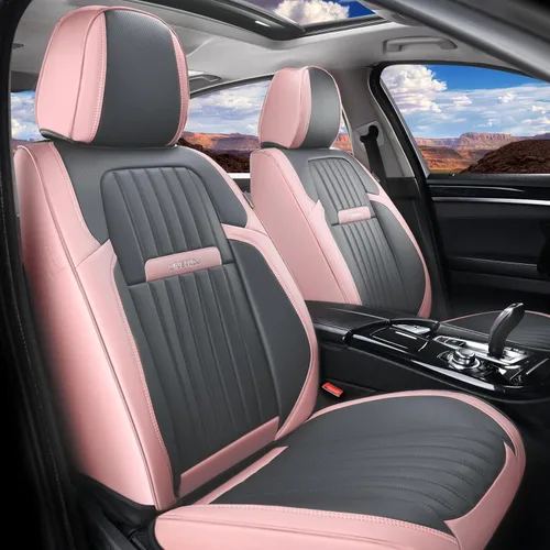 Miniatura 52 de Coverado Fundas de Asiento Delantero para Automóvil, 2 Piezas Fundas de Asiento de Cuero para Automóviles, Protector de Asiento de Automóvil Solo