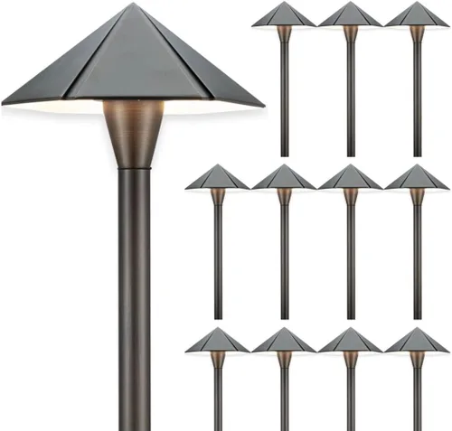 Miniatura 16 de Gardenreet Luces de camino de bajo voltaje de latón, luces LED de camino de paisaje, luces de patio al aire libre impermeables IP65, 12 V con cable