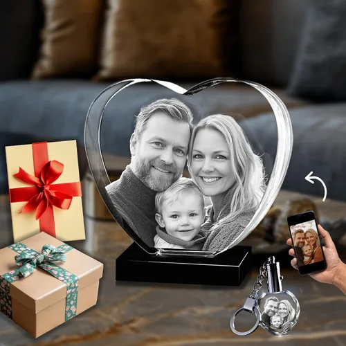 Miniatura 14 de Captur3D - Foto de corazón de cristal 3D, personalizado, con imagen grabada y mensaje, regalo para cumpleaños, boda, recuerdo, día de la madre, San