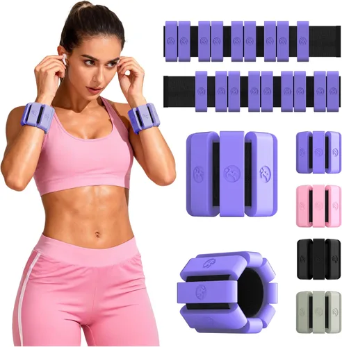 Miniatura 34 de Pesas de muñeca ajustables para mujeres y hombres, pesas de pierna para mujeres de 0.75lb-1lb-1.3lb cada una para caminar, yoga, danza, barre