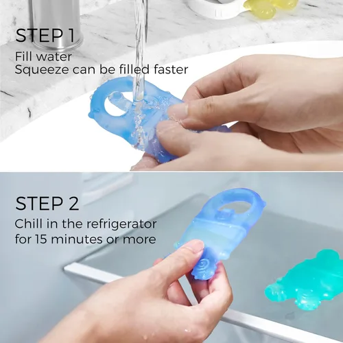 Miniatura 3 de Momcozy Juguetes mordedores para bebés, juguetes de dentición de silicona rellenables con agua fría para bebés, mordedor frío, mordedores de agua