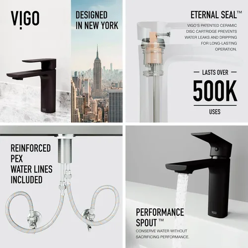 Miniatura 7 de VIGO Davidson VG01043MB - Grifo de baño de un solo mango de 6 pulgadas de alto, color negro mate
