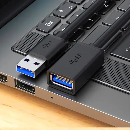 Miniatura 5 de ALINNA - Paquete de 5 cables de extensión USB 3.0 negros tipo A, macho a hembra, para tableta, teclado USB, mouse, unidad flash, disco duro