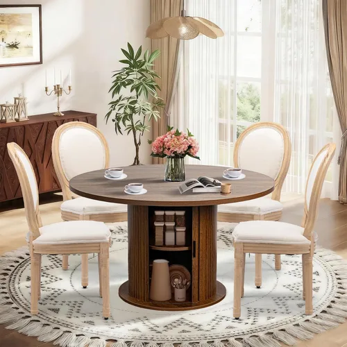 Miniatura 10 de SoarFlash Juego de mesa de cocina y sillas para 4, juego de mesa de comedor de 47 pulgadas para 4 personas con sillas tapizadas de terciopelo, juego