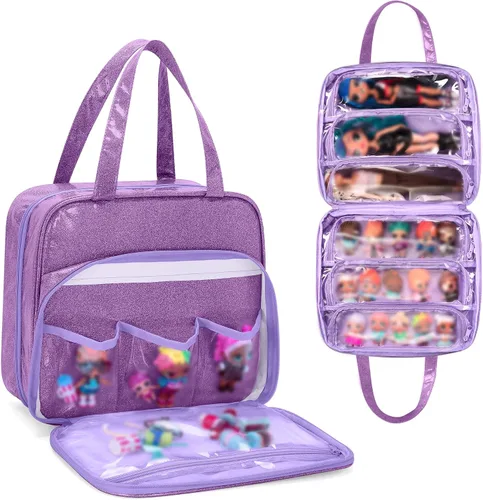Miniatura 8 de Estuche de transporte para muñecas LoDrid compatible con todas las muñecas LOL Surprise, bolsa organizadora colgante con 6 bolsillos transparentes