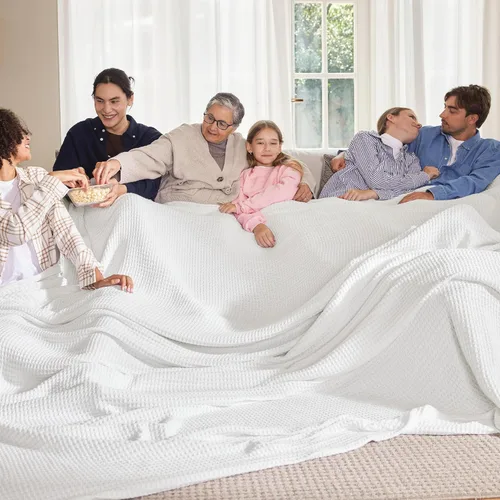 Miniatura 36 de Bedsure Gentlesoft - Manta de 100 % algodón, tamaño Twin XL, para dormitorio universitario, transpirable y suave, manta Twin de tejido waffle