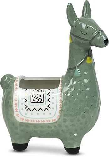Miniatura 10 de Maceta de llama de cerámica para plantas suculentas, bonita decoración de alpaca para el hogar, oficina, 8 1/2 pulgadas de alto con agujeros