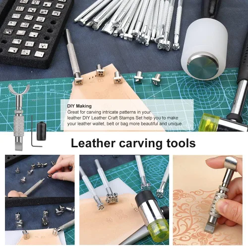 Miniatura 3 de 447 piezas de herramientas para trabajar el cuero, suministros de kit de herramientas para trabajar el cuero con instrucciones, herramientas