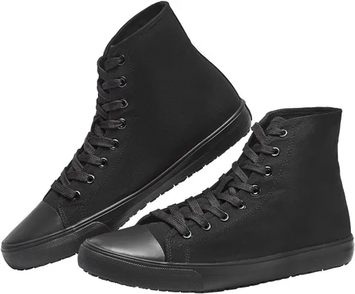 Zapatos de trabajo de lona antideslizantes para hombres y mujeres, para servicio de comida, color negro, casual, zapatos de servicio de restaurante,