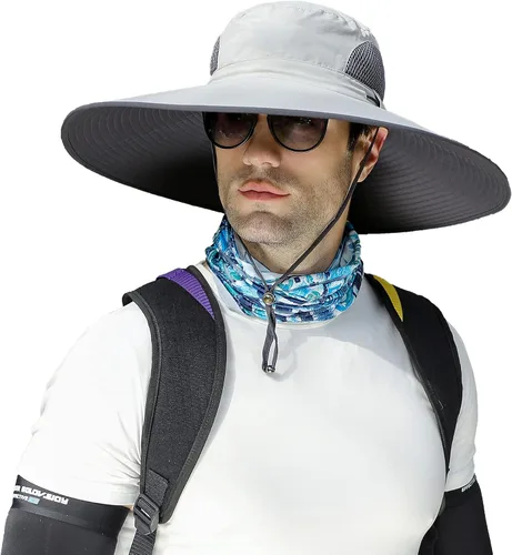 Miniatura 11 de Leotruny Sombreros de ala ancha para hombre UPF50+ sombrero impermeable transpirable para pesca, senderismo, camping