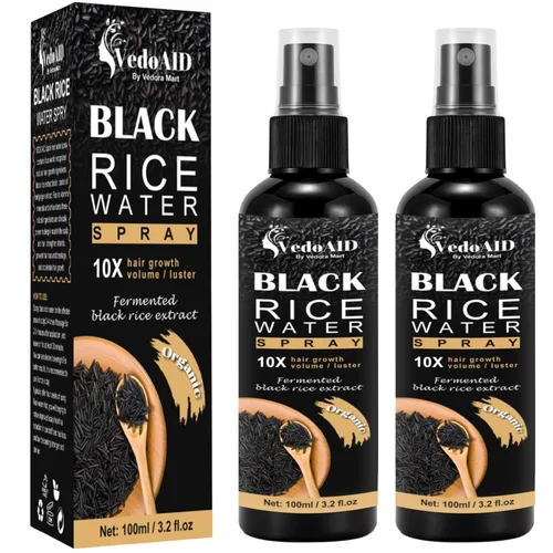 Miniatura 10 de Spray de agua de arroz negro para el crecimiento del cabello, suero orgánico para el cabello con aceite de ricino y raíz de jengibre, fortalece