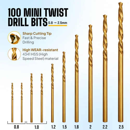 Miniatura 5 de Craft911 Juego de Brocas de Taladro Manual Afiladas HSS Micro Mini Twist, Taladro de Mano Pin Vise para Fabricación de Joyería; Taladro de Mano