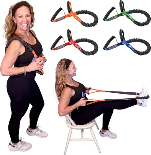 Miniatura 2 de Mini bandas FitCord - Bandas de resistencia cortas con asas de FitCord ofrecidas en 3 libras a 55 libras de resistencia y fabricadas en Estados
