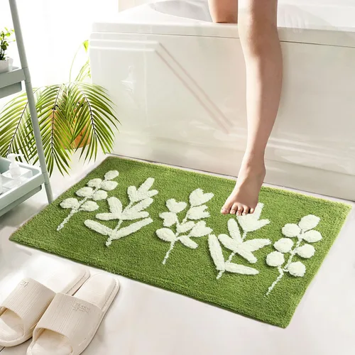 Miniatura 14 de Hi Space Alfombras de baño de 24 x 16 pulgadas con hojas para baño, antideslizante, lavable a máquina, suave, absorbente, bonita alfombra de baño