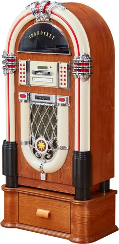 Miniatura 15 de Arkrocket Reproductor de Vinilo de Jukebox de Tamaño Completo Bluetooth USB SD CD Radio Retro Tocadiscos Jukebox Clásico (Taurus - Clásico)