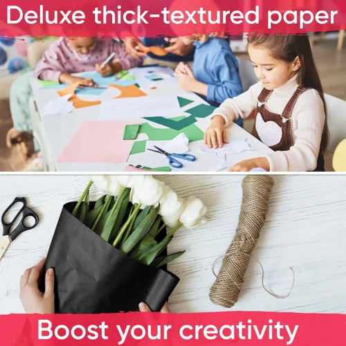 Miniatura 5 de Papel kraft negro de 36 x 1200 pulgadas (100 pies) (caja de 9 rollos), 45 libras de grosor, papel kraft para la escuela, papel de color artístico