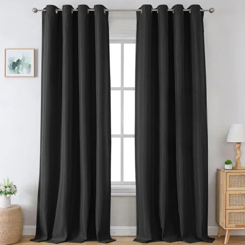 Miniatura 24 de H.VERSAILTEX Cortinas Opacas de Lino de 45 Pulgadas de Largo para Dormitorio/Sala de Estar con Aislamiento Térmico con Ojales, Cortinas con Textura