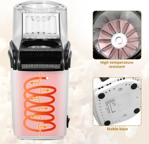 Miniatura 3 de Ciieeo Máquina eléctrica de palomitas de maíz de aire caliente, compacta para el hogar, con tapa de medición, enchufe de 110 V, fácil operación