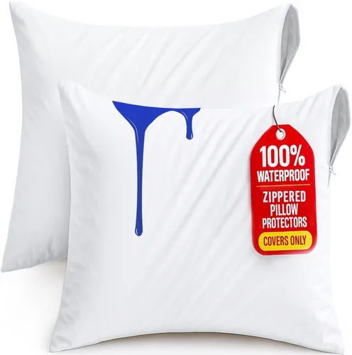 Miniatura 16 de Utopia Bedding - Fundas impermeables para almohadas (sin insertos de almohada) con cremallera europea (paquete de 2, blanco), fundas de almohada