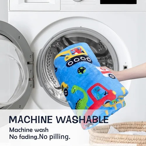 Miniatura 6 de SOCHOW Manta de Vellón con Diseño de Carro Camión Lindo para Niños y Niñas, Manta de Franela Suave Ligera Acogedora y Cálida para Cama de Niños