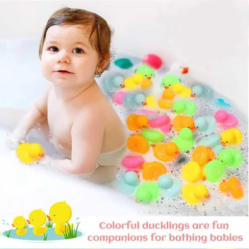 Miniatura 2 de Paquete de 50 mini patos de goma multicolor de juguete de baño de patos pequeños