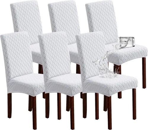 Miniatura 27 de Genina Fundas impermeables para sillas de comedor, fundas elásticas de jacquard para sillas de comedor, extraíbles y lavables, protector de silla