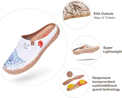 Miniatura 3 de Mocasines UIN para mujer, cómodos, modernos, pintados con diseños artísticos, para viajar, con punta ancha, estilo informal, Málaga