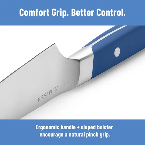 Miniatura 5 de Misen - Cuchillo utilitario de 5.5 pulgadas – Acero inoxidable AUS-10 japonés de alto carbono – Hoja híbrida alemana y japonesa – Cuchillo de cocina