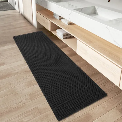 Miniatura 50 de AMOAMI Tapete de baño mejorado con diseño de gofre, súper absorbente, antideslizante, para suelo de baño, lavable a máquina, con borlas, tapetes