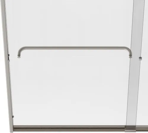 Miniatura 3 de SUNNY SHOWER Puerta deslizante para ducha con medio marco, 1/4"(6mm) de vidrio, acabado de níquel cepillado, puerta de baño deslizante, 48 pulgadas