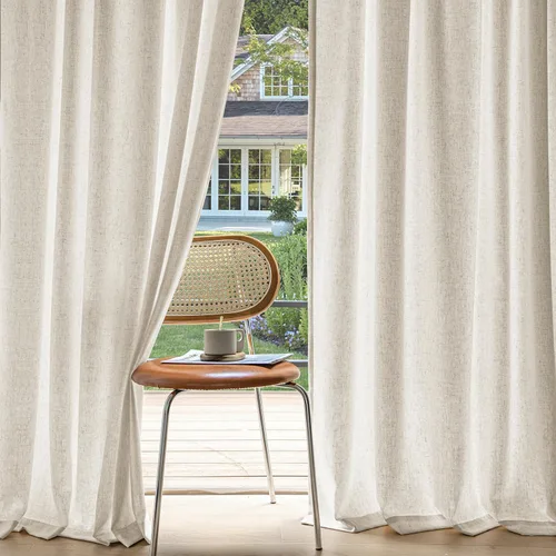 Miniatura 29 de MIULEE 2 paneles de cortinas de lino de privacidad que no se transparentan, cortinas filtrantes de luz, cortinas texturizadas con pestaña trasera