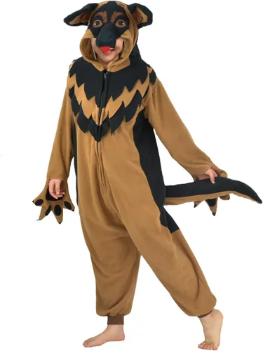 Miniatura 3 de Pijama unisex de una pieza de pastor alemán para adultos, disfraz de Navidad, Halloween, ropa de dormir para mujer
