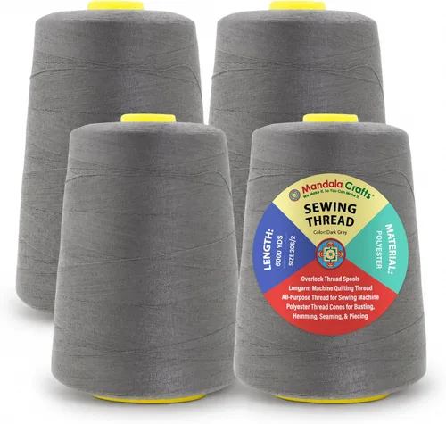 Miniatura 78 de Mandala Crafts 4 Pack of Serger Threads Cones Spools - 20S/2 24000 Yards Polyester Baby Blue Threads for Sergers Machine and Overlock Quilting