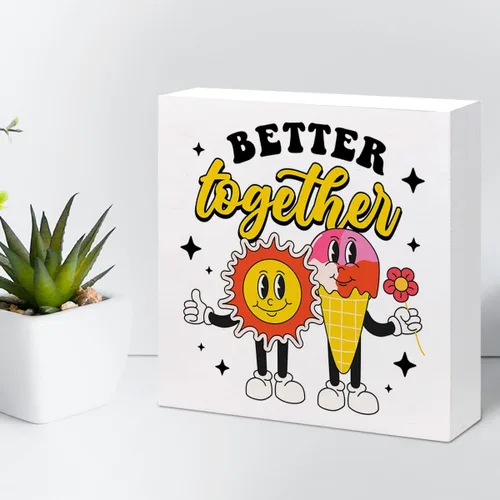 Miniatura 6 de Better Together - Cartel de madera de verano para el hogar, dormitorio, oficina, granja, estantería, decoración de escritorio de pared