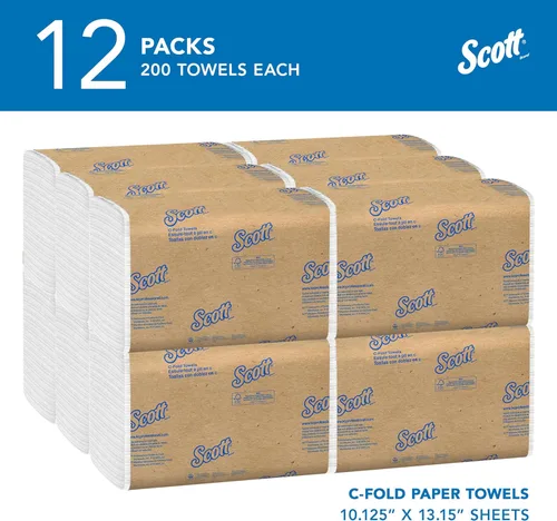 Miniatura 2 de Zama Scott toallas de papel C-Fold para dispensador, Kimberly-Clark cuidado de la salud SKU 1510, blanco, 10.125 x 13.15 pulgadas., Blanco, 2400