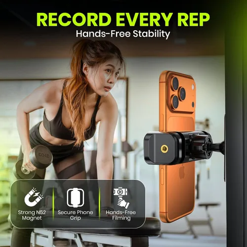 Miniatura 3 de Soporte magnético para teléfono para gimnasio con imán N52 y clip seguro, fuerte soporte magnético para teléfono para todos los teléfonos, se fija a