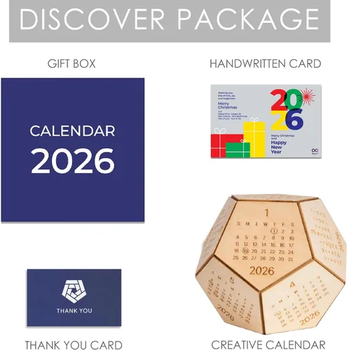 Miniatura 5 de Calendario de escritorio 2026, dodecaedro de madera, regalos DnD para hombres, divertidos regalos de oficina para compañeros de trabajo, accesorios