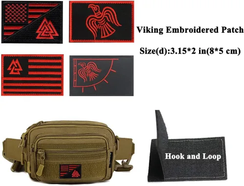 Miniatura 3 de AliPlus 16 parches vikingos – Vegvisir, Aegishjalmur, Valknut, lobo, cuervo, timón de asombro – Parche de PVC reflectante infrarrojo bordado