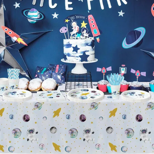 Miniatura 5 de Suministros de fiesta temática espacial para niños, decoración de fiesta de astronautas del espacio exterior galaxia, planeta y planeta