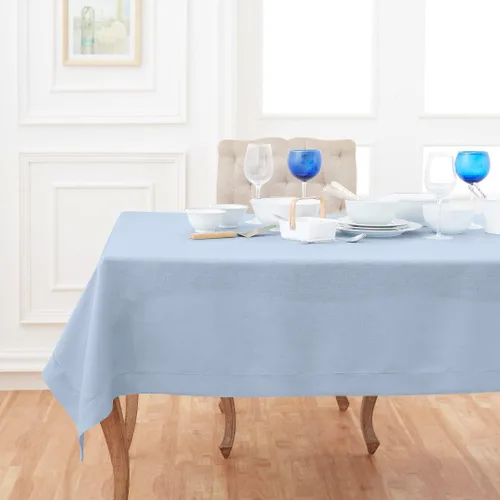 Miniatura 95 de Solino Home Mantel de lino azul polvoriento, 60 x 120 pulgadas, mantel de lino 100% puro con vainica para mesas rectangulares, dobladillo clásico