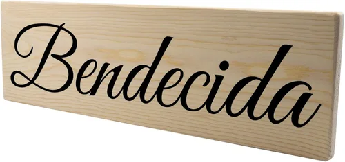 Miniatura 3 de Bendecida – Placa de regalo cristiano español, regalo cristiano en madera española, regalo para Navidad, vacaciones, día de la madre, regalo