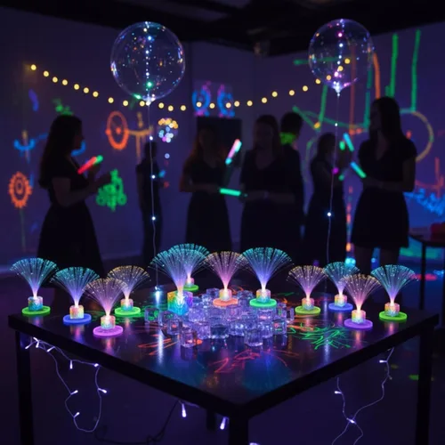Miniatura 3 de Amylove 16 mini lámparas de fibra óptica a granel con luz LED cambiante de color para centro de mesa que brilla en la oscuridad, suministros