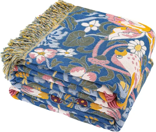 Miniatura 16 de Manta bohemia 100% algodón orgánico ultra suave transpirable rústico edredón de 50 x 60 pulgadas con pájaros y flores para sofá, silla, cama, sillón