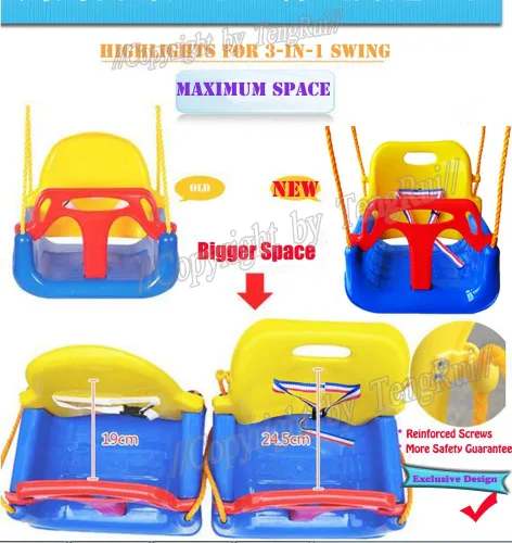 Miniatura 5 de Columpio desmontable 3 en 1 para niños pequeños a adolescentes que juegan al aire libre (silla azul con ganchos a presión)