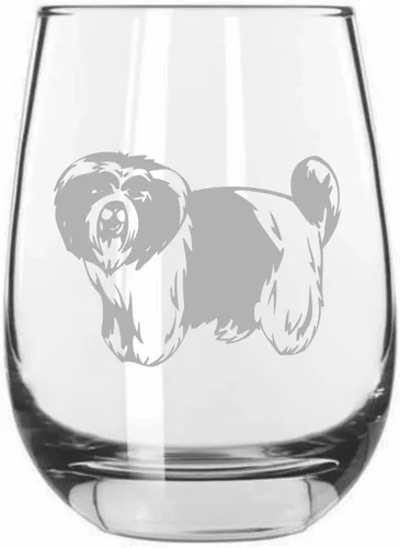 Miniatura 463 de Sakhalin Husky Dog - Copa de vino grabada personalizada de 15.25 onzas sin tallo